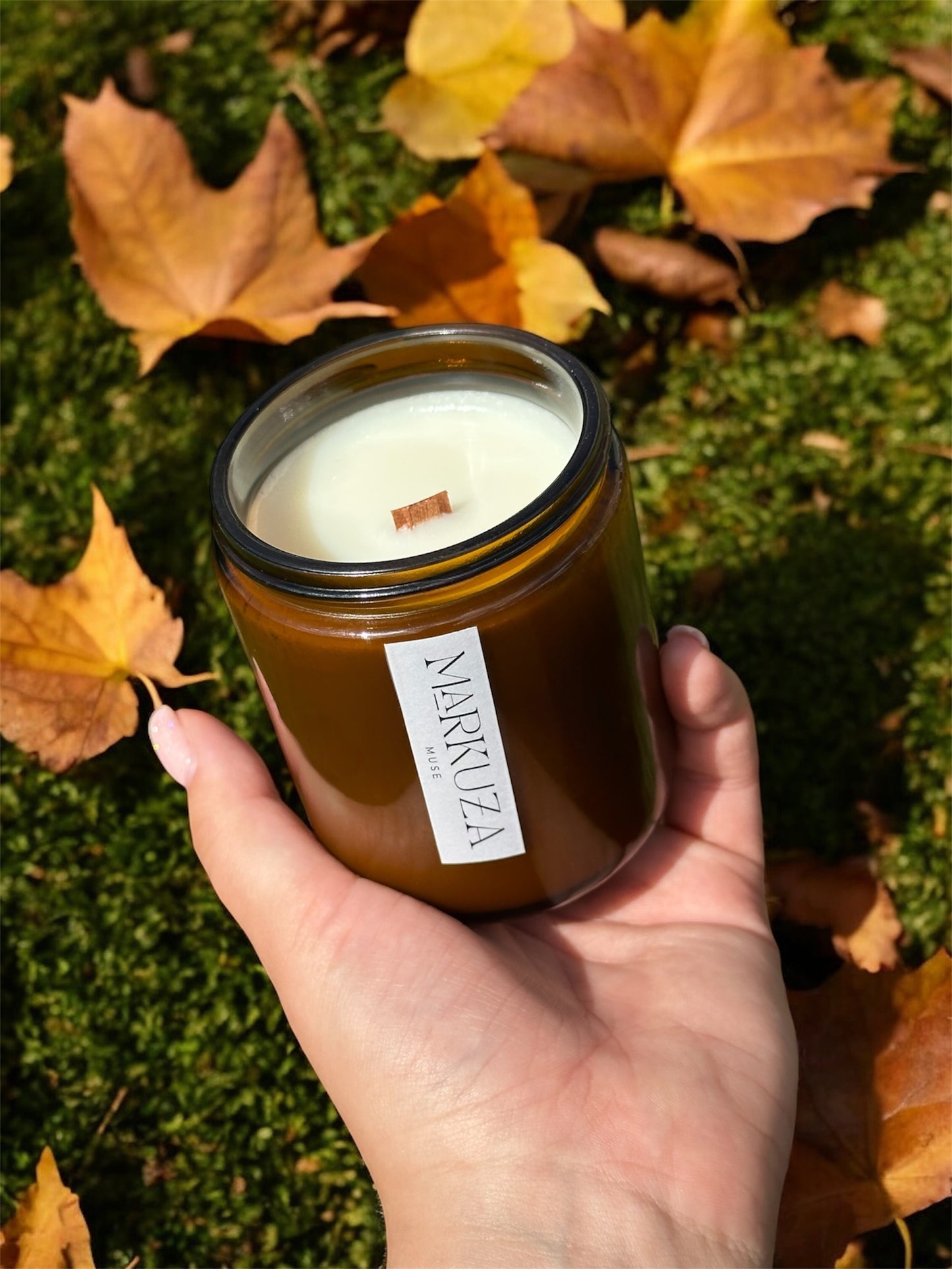 Amber Jar Wood Wick Candle - Autumn Collection