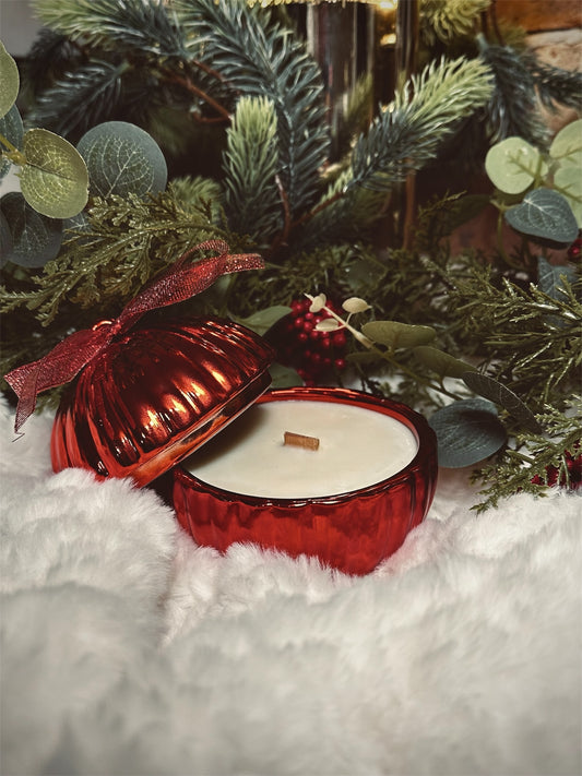 Twinkle Bauble Candle – Red | Festive Soy Wax Candle (200g)