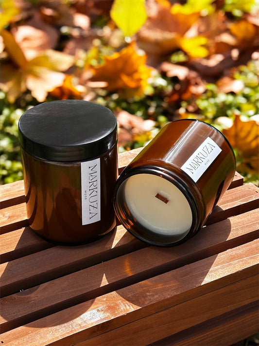 Amber Jar Wood Wick Candle - Autumn Collection