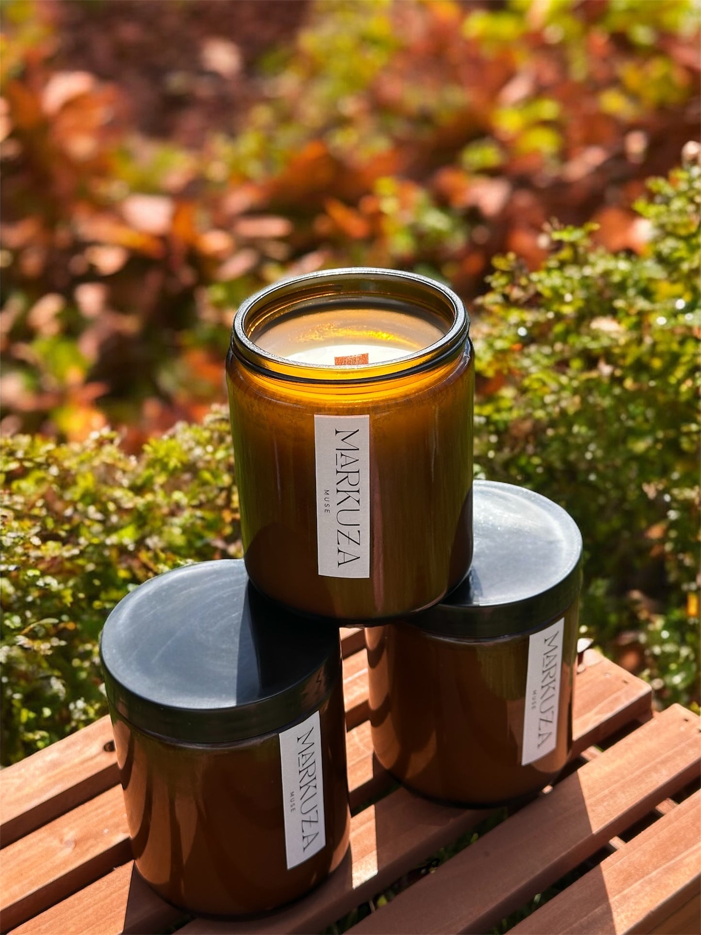 Amber Jar Wood Wick Candle - Autumn Collection