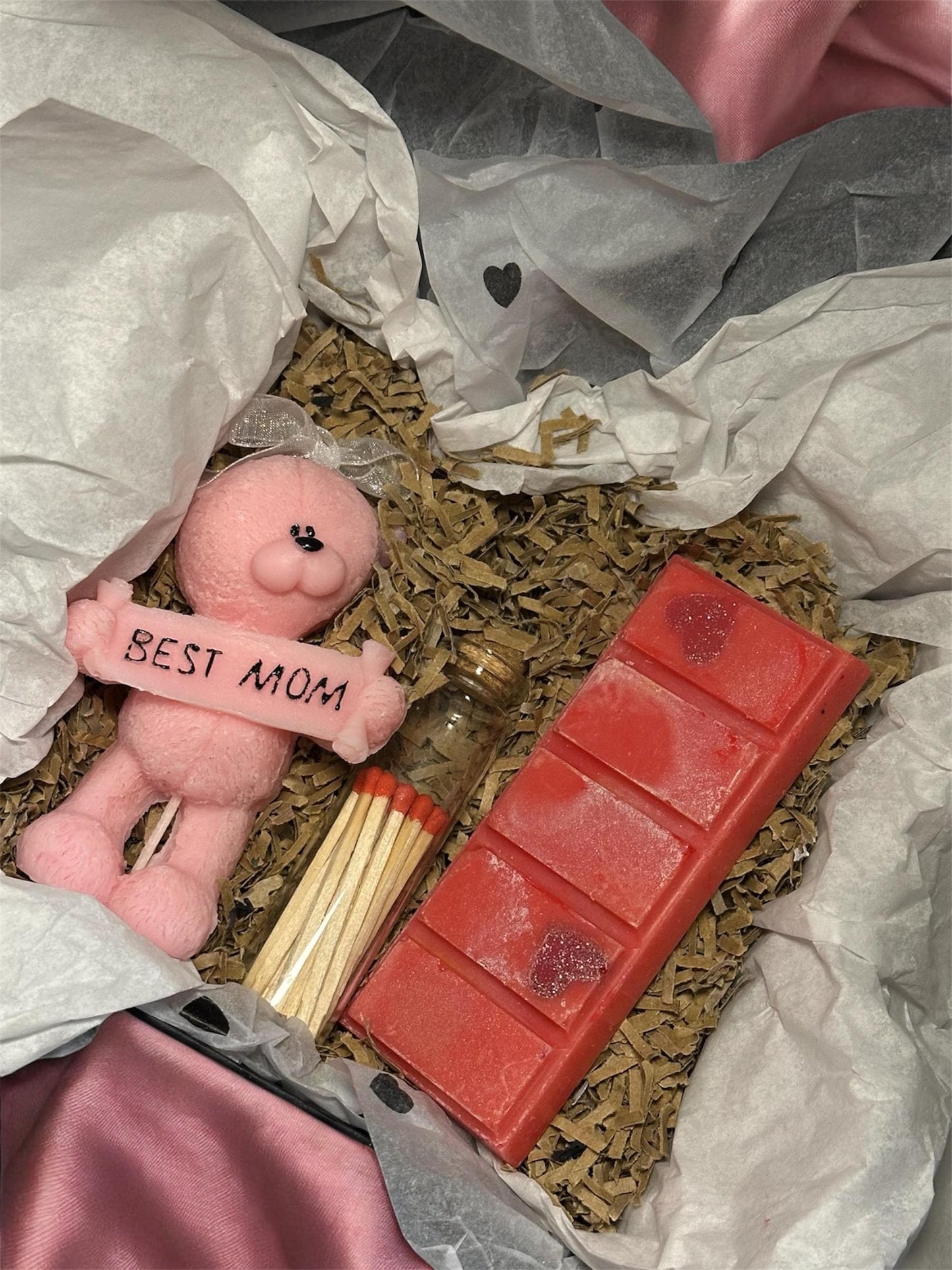 Mother's Day Gift Box For Her – Candle, Wax Melt Bar, Matches & Custom Add-Ons (Car Freshener, Wax Melt, Extra Candle!)