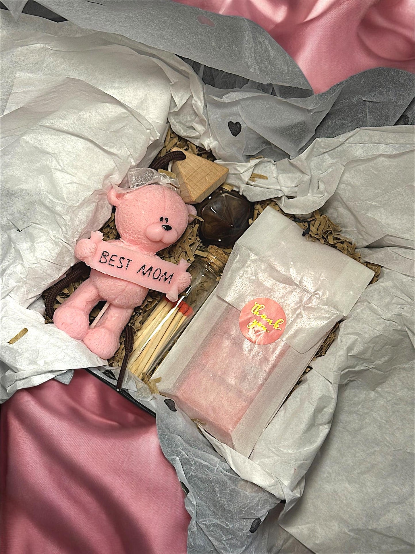 Mother's Day Gift Box For Her – Candle, Wax Melt Bar, Matches & Custom Add-Ons (Car Freshener, Wax Melt, Extra Candle!)